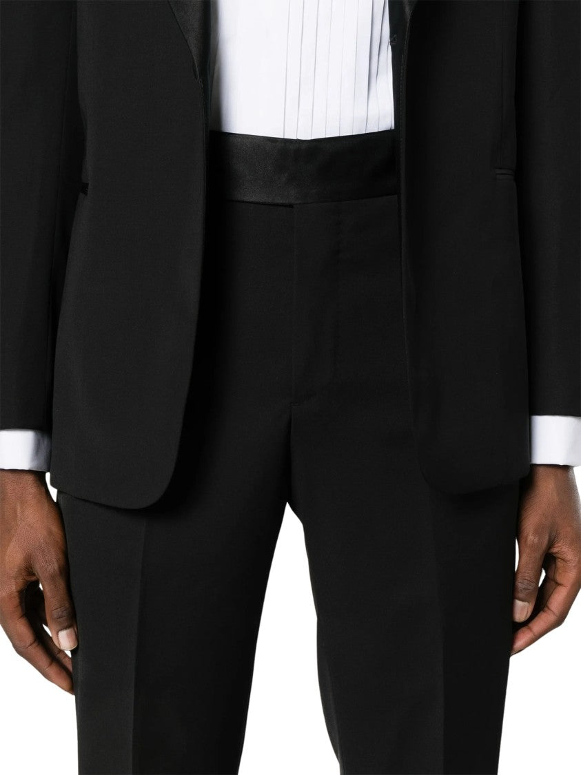 Giorgio Armani Single-Breasted Virgin Wool Satin Detail Suit