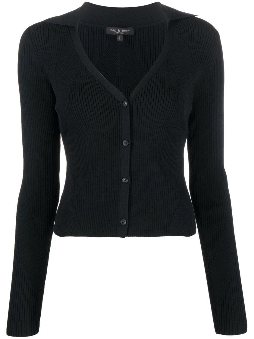 Rag & Bone Black Asher Cropped Viscose-Blend Cardigan