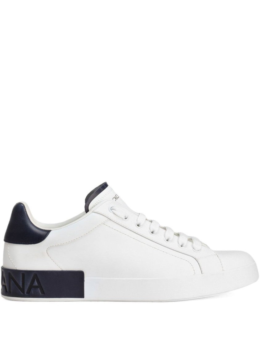 Dolce & Gabbana Midnight Blue Accent Low-Top Sneakers In Calf Leather