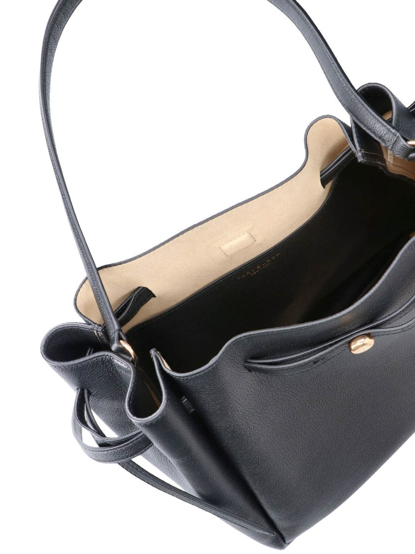 Tory Burch Black Romy Large Leather Bucket Bag