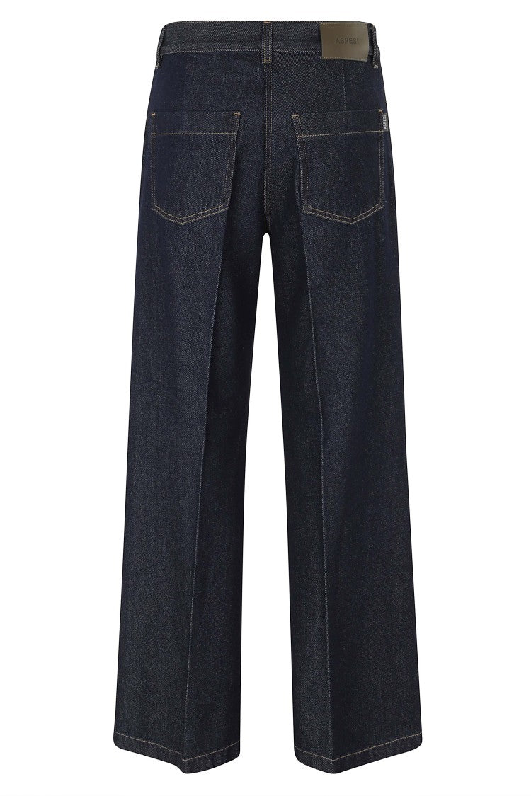 Aspesi Mod 0160 Blue High-Waist Wide-Leg Jeans