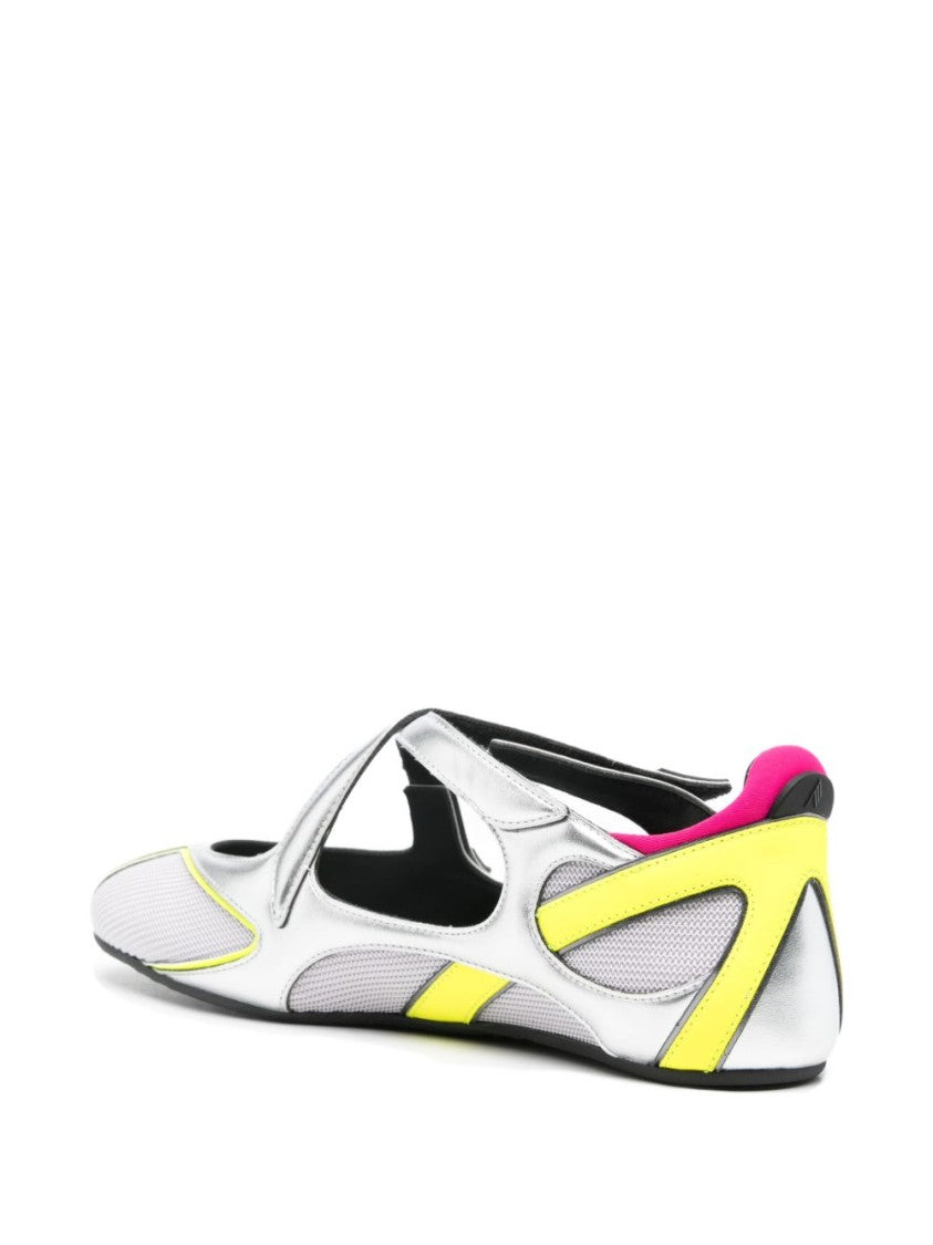 The Attico Pointed Toe Flats With Cut-Out Strap Design And Logo Accents