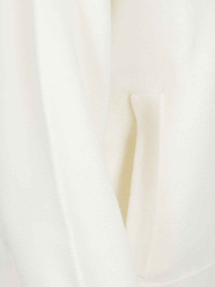 Max Mara Cropped White Sweater With And Ribbed Details
