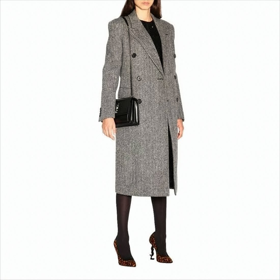 Saint Laurent Rectangular Calf Leather Shoulder Bag With Metallic Logo