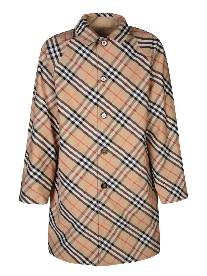 Burberry Beige Checkered Coats