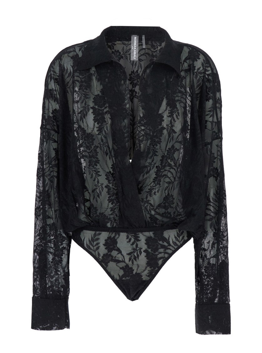 Norma Kamali Super Oversized Boyfriend Nk Shirt Bodysuit