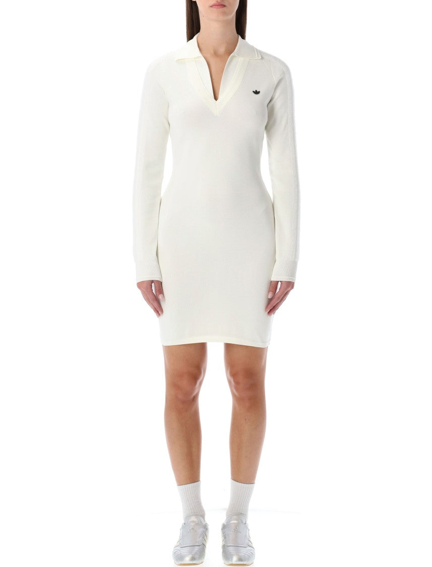 Adidas Originals White Ribbed Mini Dress