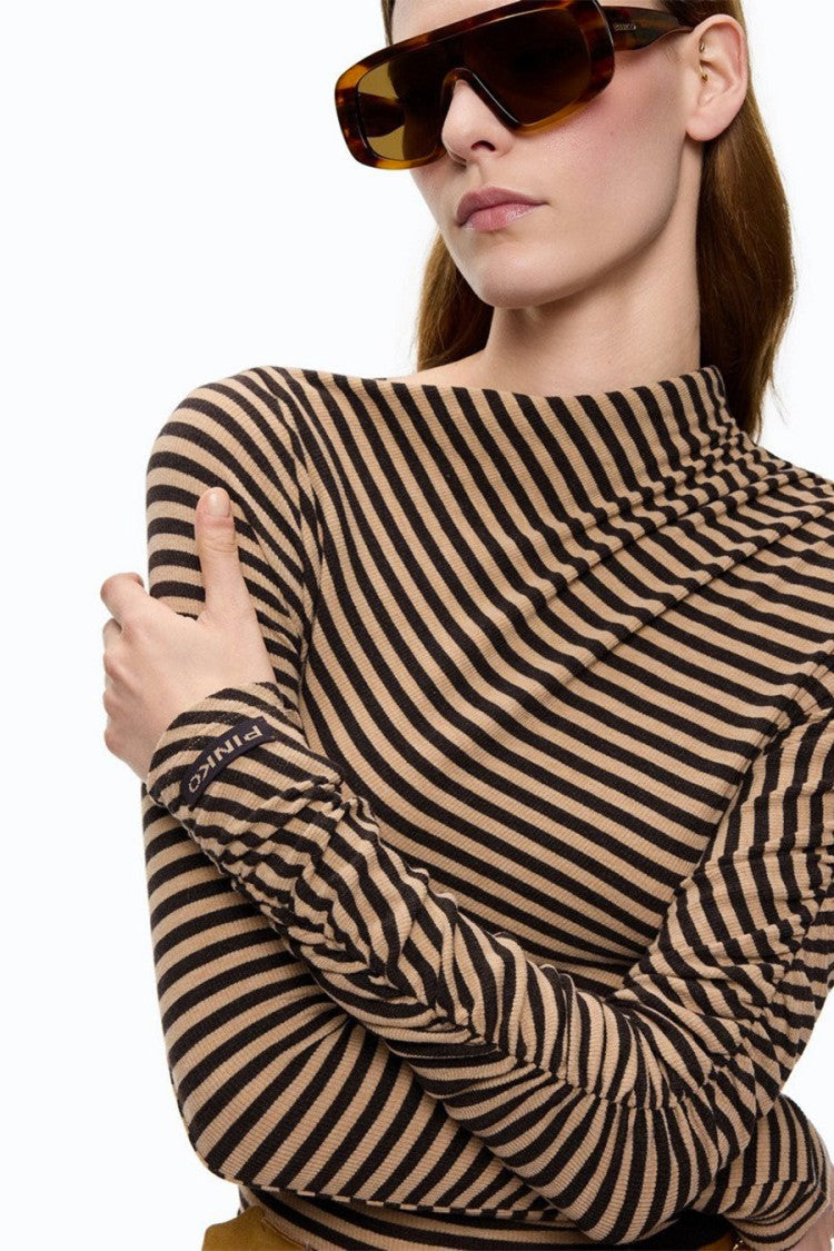 Pinko Multicolor Striped Funnel-Neck Sweater