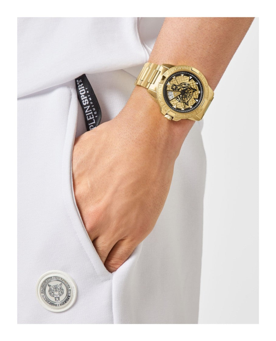 Plein Sport Touchdown Bracelet Watch With Gold Guilloche Dial