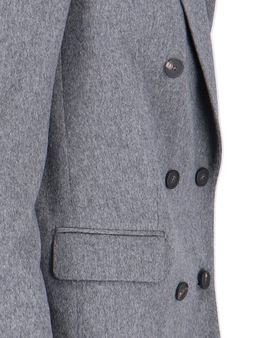 Tagliatore Grey Double-Breasted Cashmere Blazer