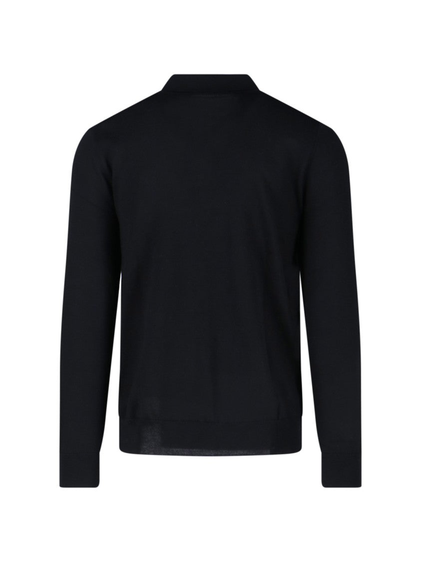 Polo Ralph Lauren Classic Collar Black Wool Sweater With Logo Embroidery