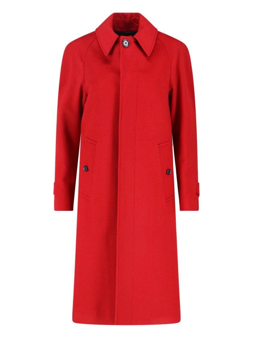 Lardini Red Cashmere Coat With Classic Collar
