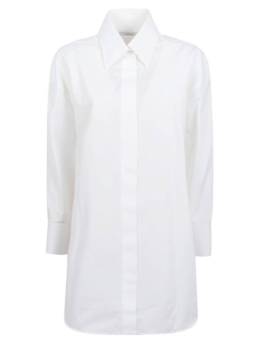 Givenchy Asymmetrical Hem White Cotton Shirt With Refined Details
