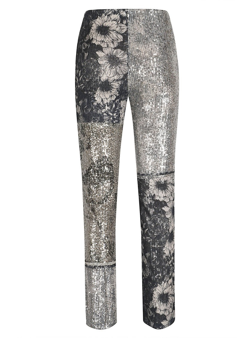 Maison Margiela Patchwork Grey Jeans With Sequined Panels And Cropped Cut