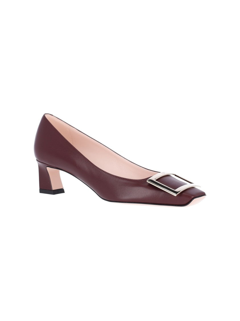 Roger Vivier Bordeaux Leather Trompette Buckle Pumps
