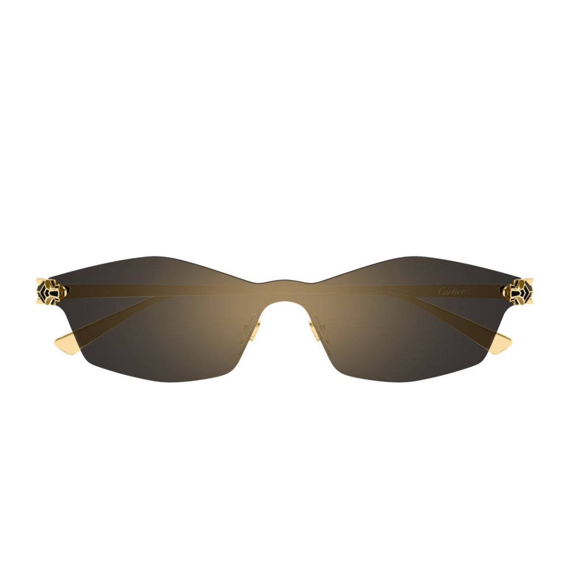 Cartier Rimless Gold Grey Sunglasses With Panther Head Motif