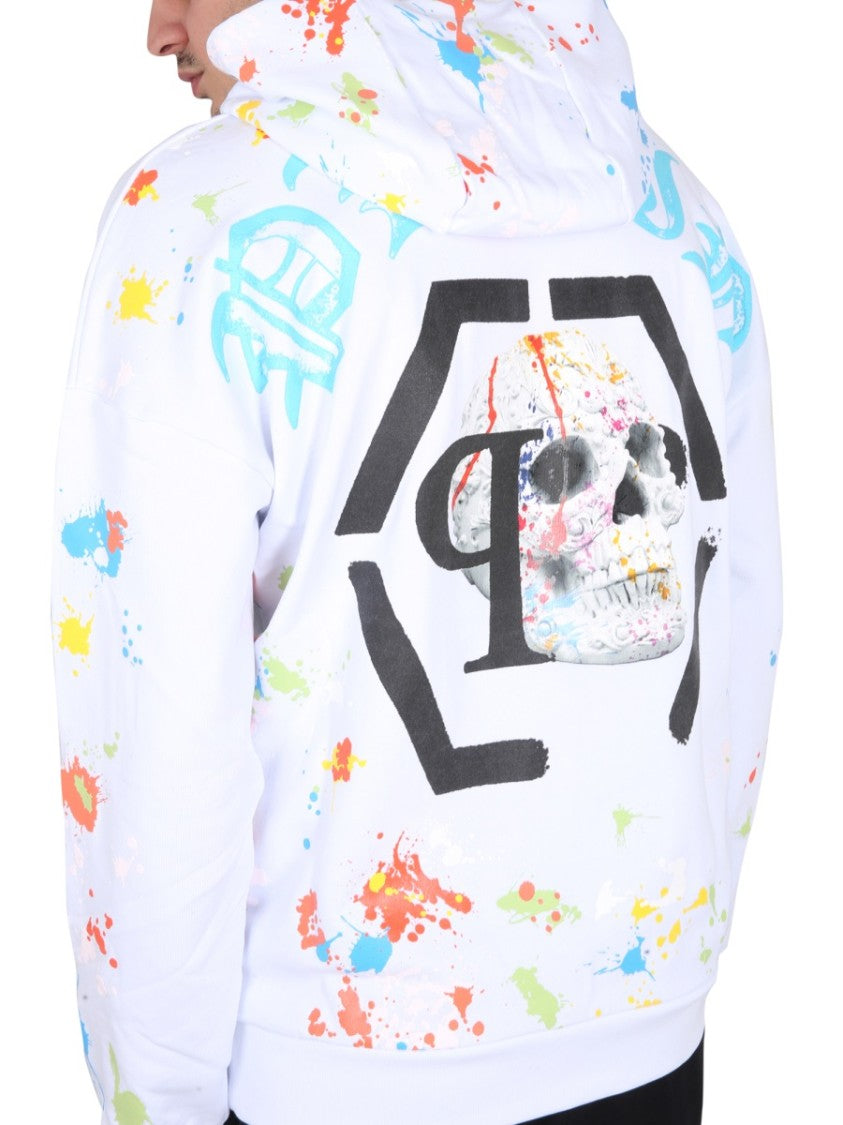 Philipp Plein Hooded Sweatshirt With Splatter Paint Design