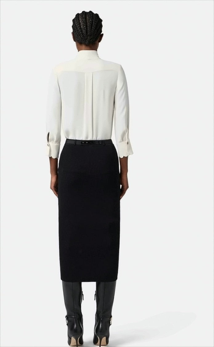 Elisabetta Franchi Georgette Shirt With Embroidered Sash