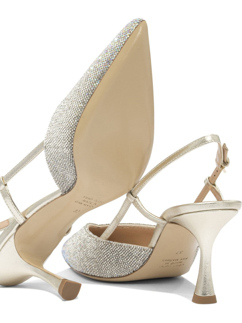 Ninalilou Pointed Toe Silver Rhinestone Heeled Shoes