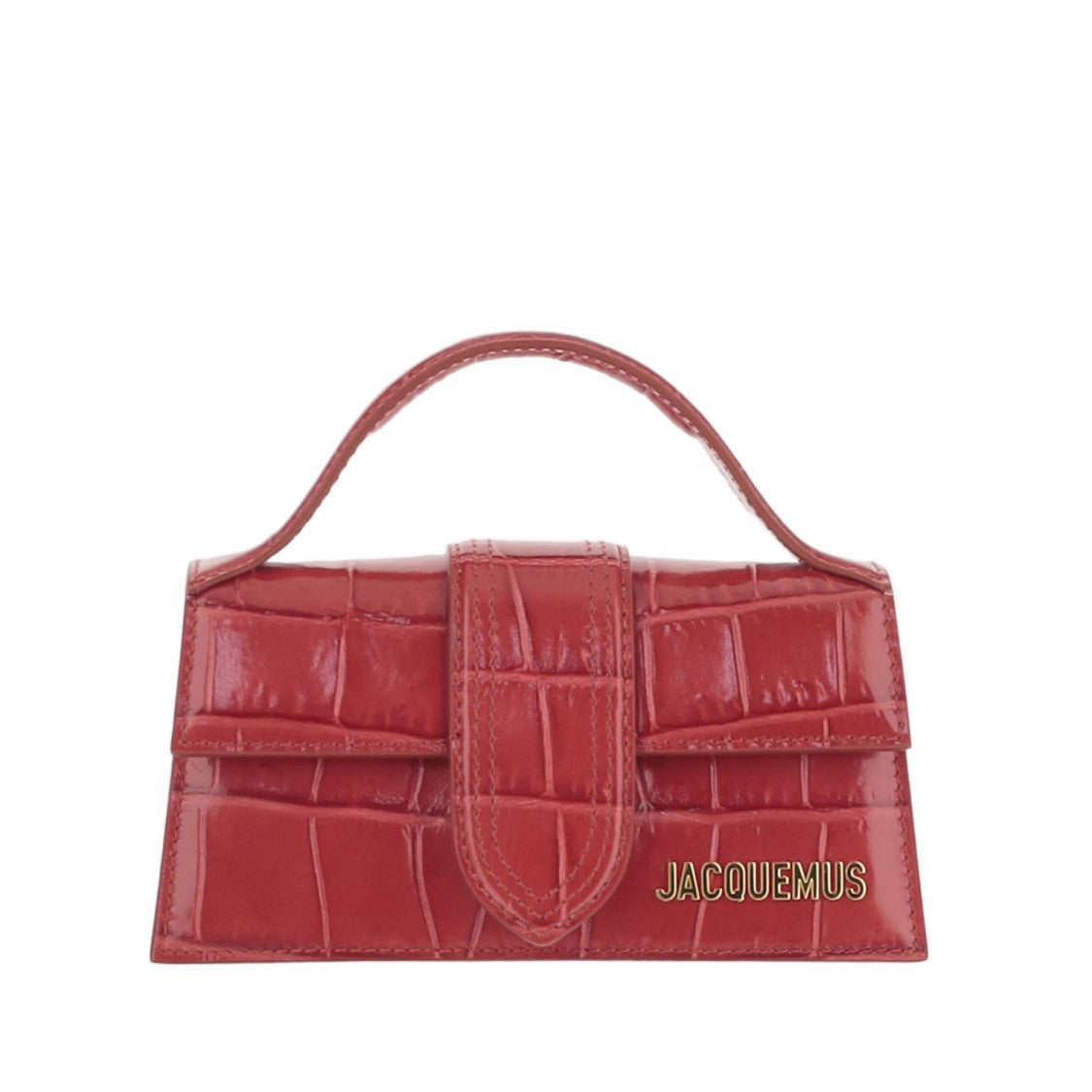 Jacquemus Le Bambino Red Crocodile-Embossed Leather Shoulder Bag