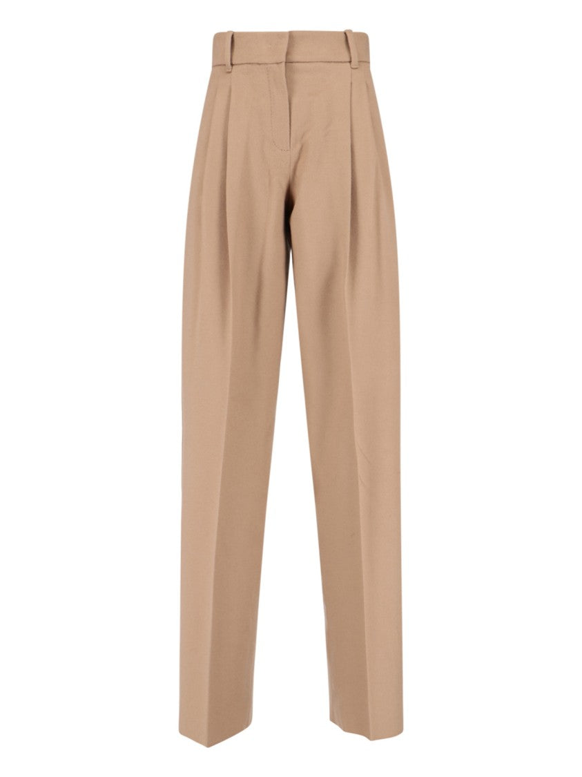 Max Mara High-Waisted Wool Trousers With Pleat Detail