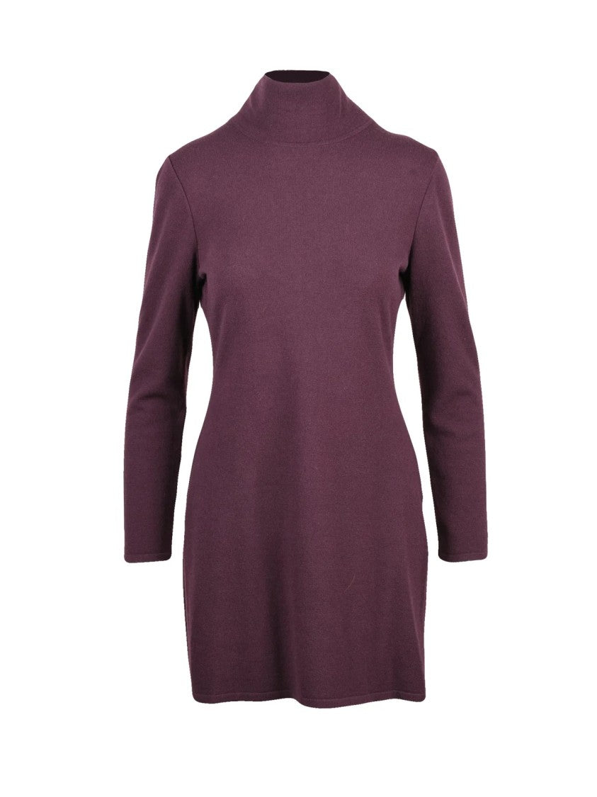 Valenti Red High Neck Wool Knit Dress