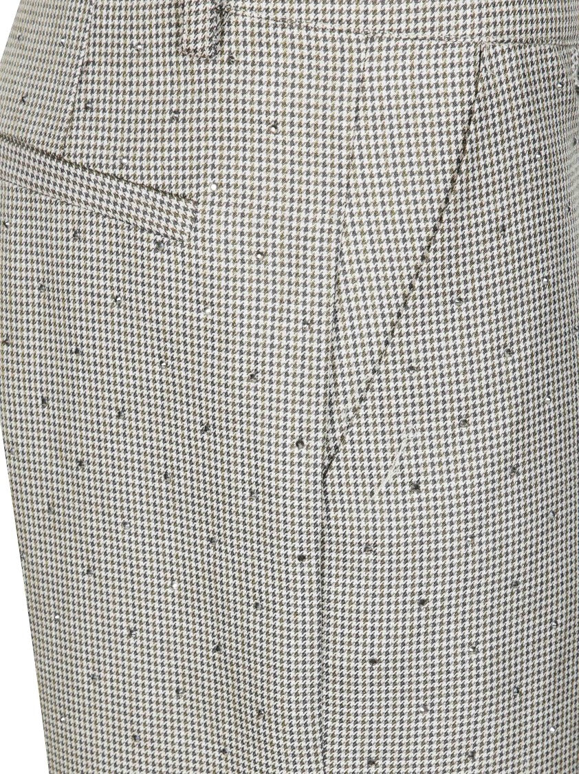 Parosh Pied-À-Poule Strass Straight-Leg Pants
