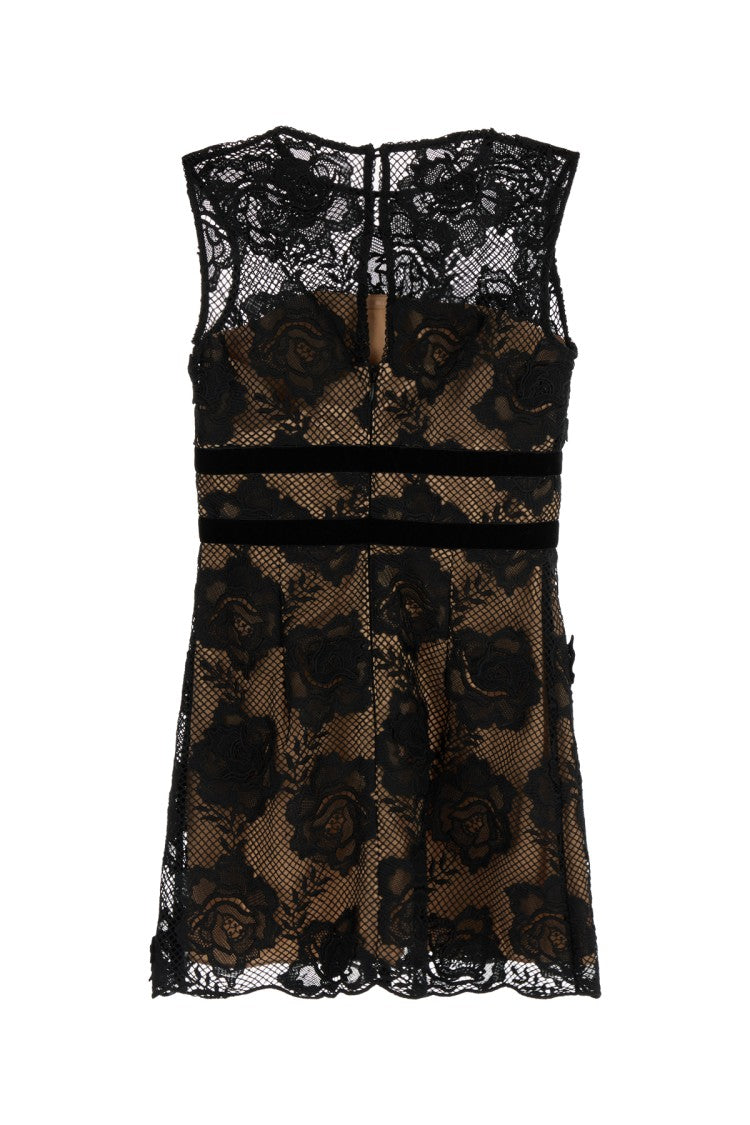 Self-Portrait Fitted Mini Dress With Floral Lace Detailing