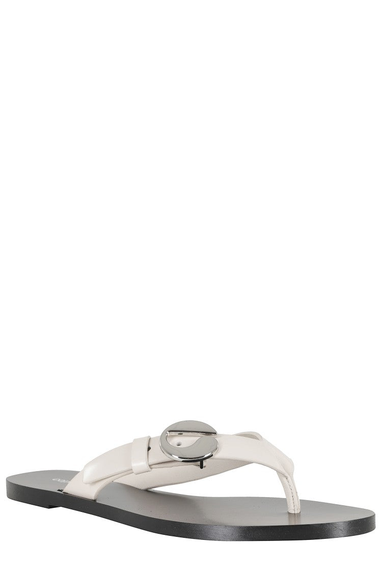 Coperni Beige C Logo Flip Flops Side-Logo Leather Sandals