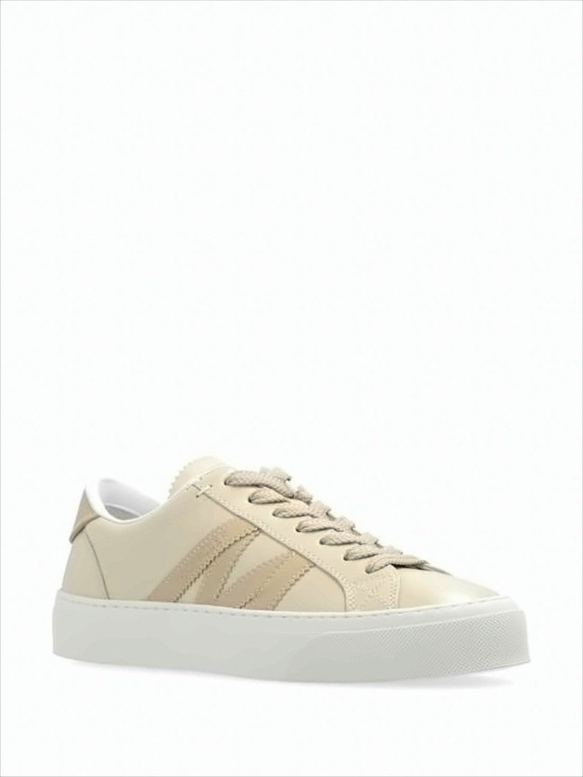 Moncler Smooth Calf Leather Low-Top Sneakers With Tonal Stripes