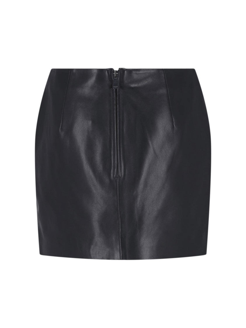 Balmain Black Lambskin Back-Zip Fitted Mini Skirt