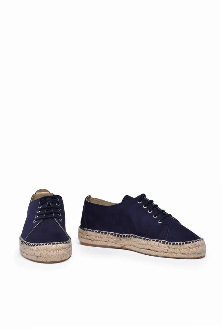 Virreina Suede Lace-Up Espadrilles - Midnight Blue