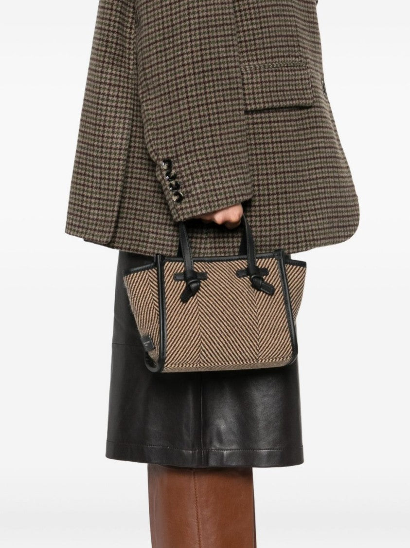 Gianni Chiarini Textured Herringbone Tote Bag With Leather Accents