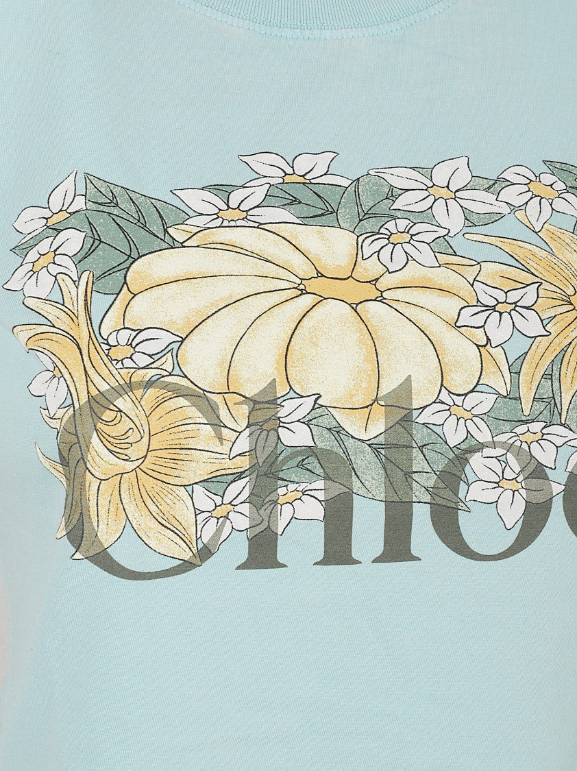 Chloé Floral Graphic Short-Sleeved T-Shirt