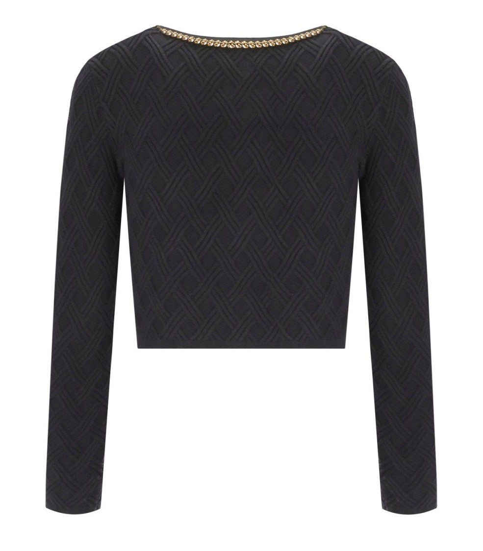 Elisabetta Franchi Crop Black Cardigan