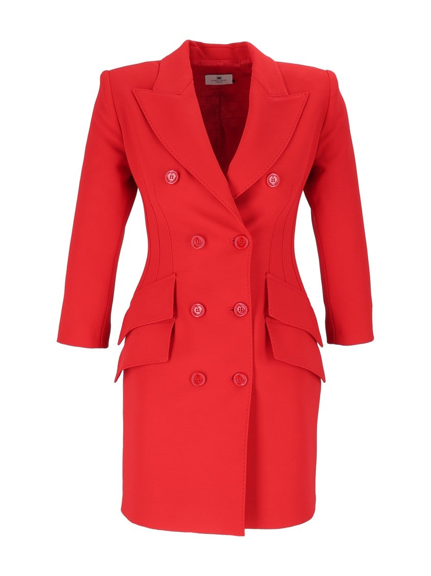 Elisabetta Franchi Red Double-Breasted Day Dress