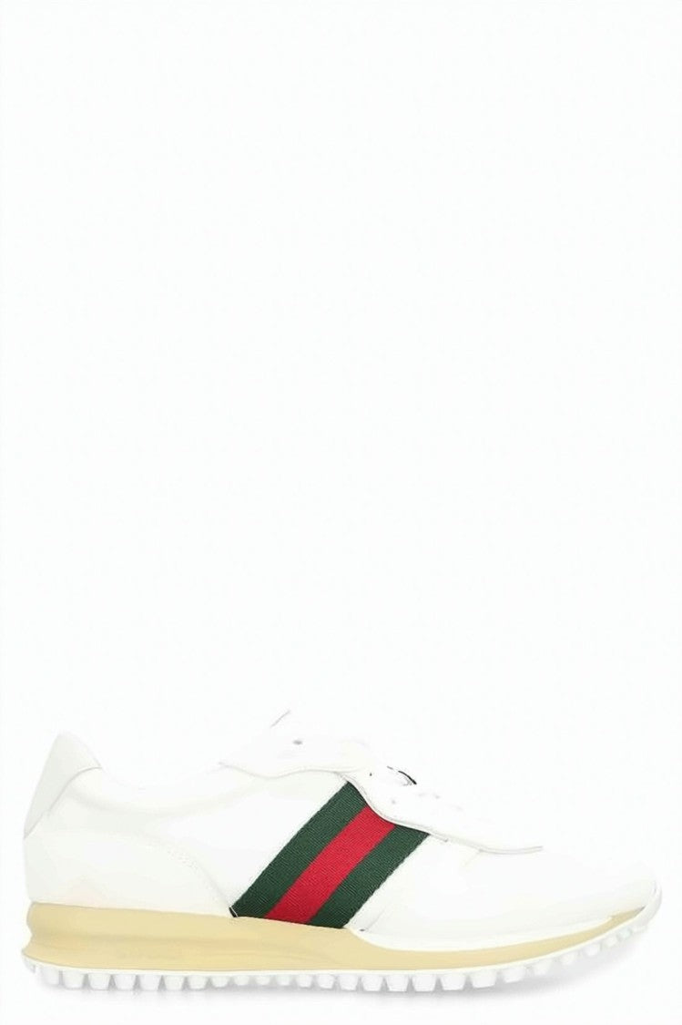 Gucci White Canvas And Suede Sneakers