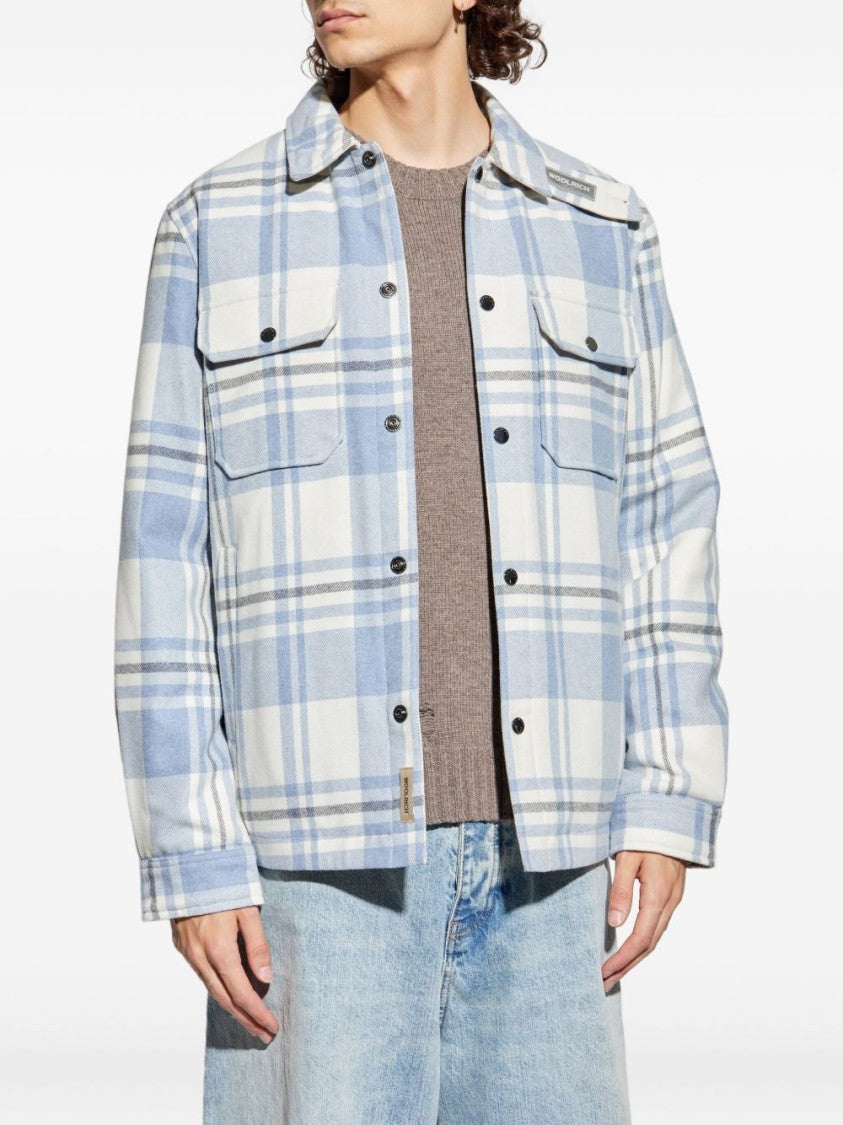 Woolrich Plaid Logo Jacket With Structured Collar