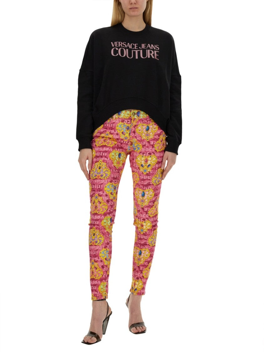 Versace Jeans Couture Cropped Fit Sweatshirt With Bold Logo Detail