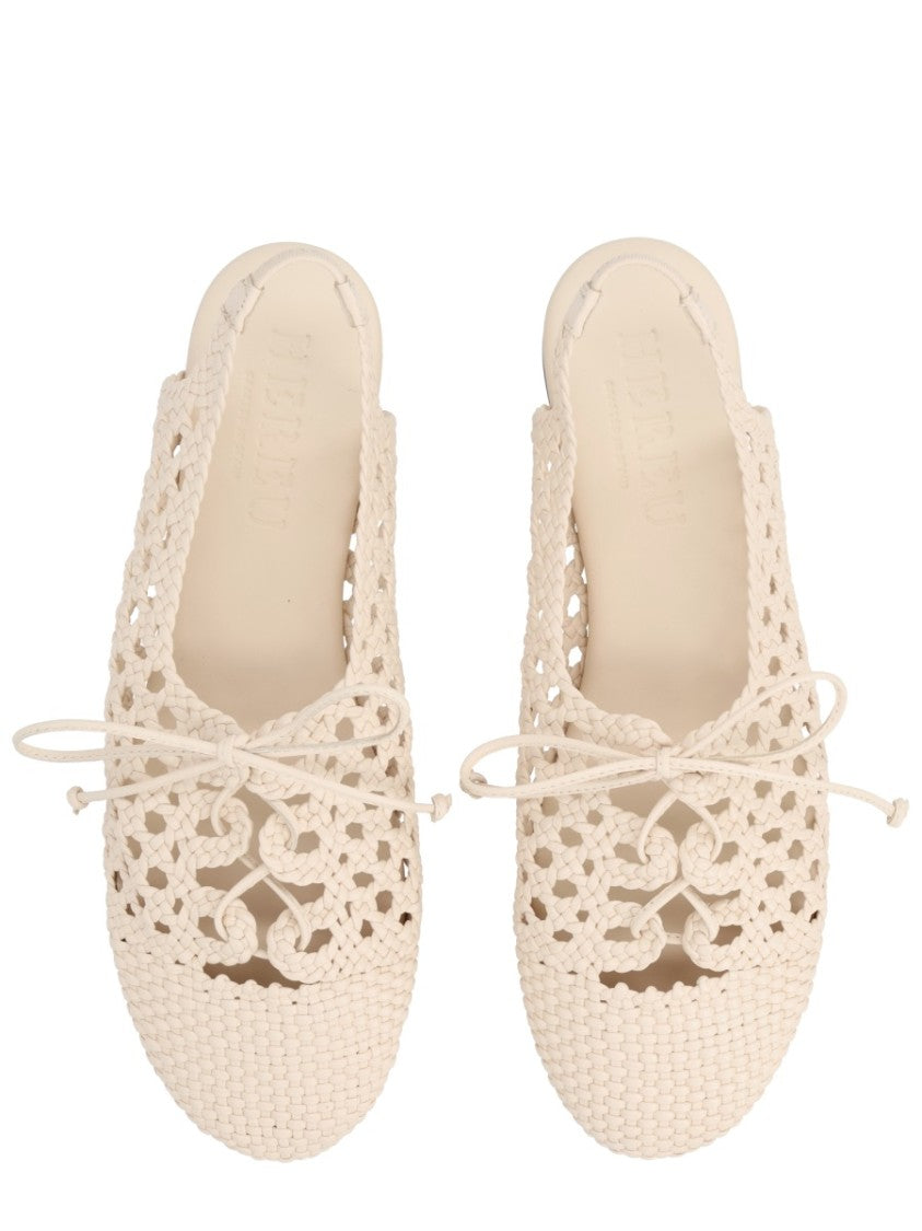 Hereu White Sardana Woven Lambskin Flats