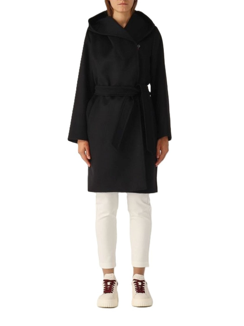 Max Mara Belted Short Wool Coat With Wide Collar