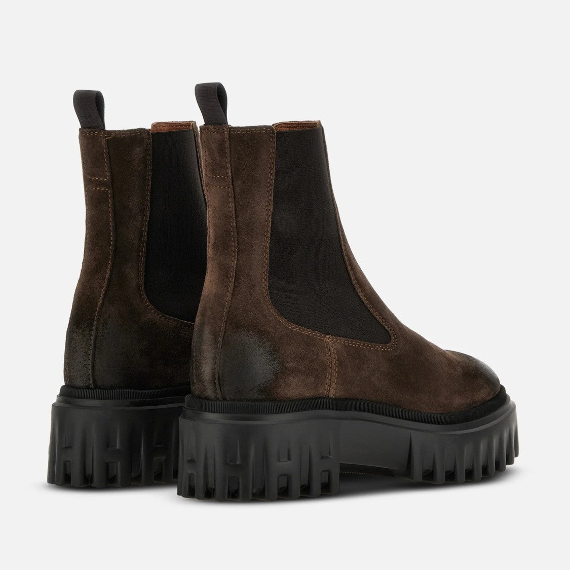 Hogan Dark Brown Suede Chunky Chelsea Boots