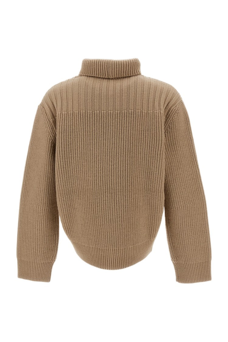 Dries Van Noten Asymmetric Heavy Ribbed-Knit Wool Cardigan