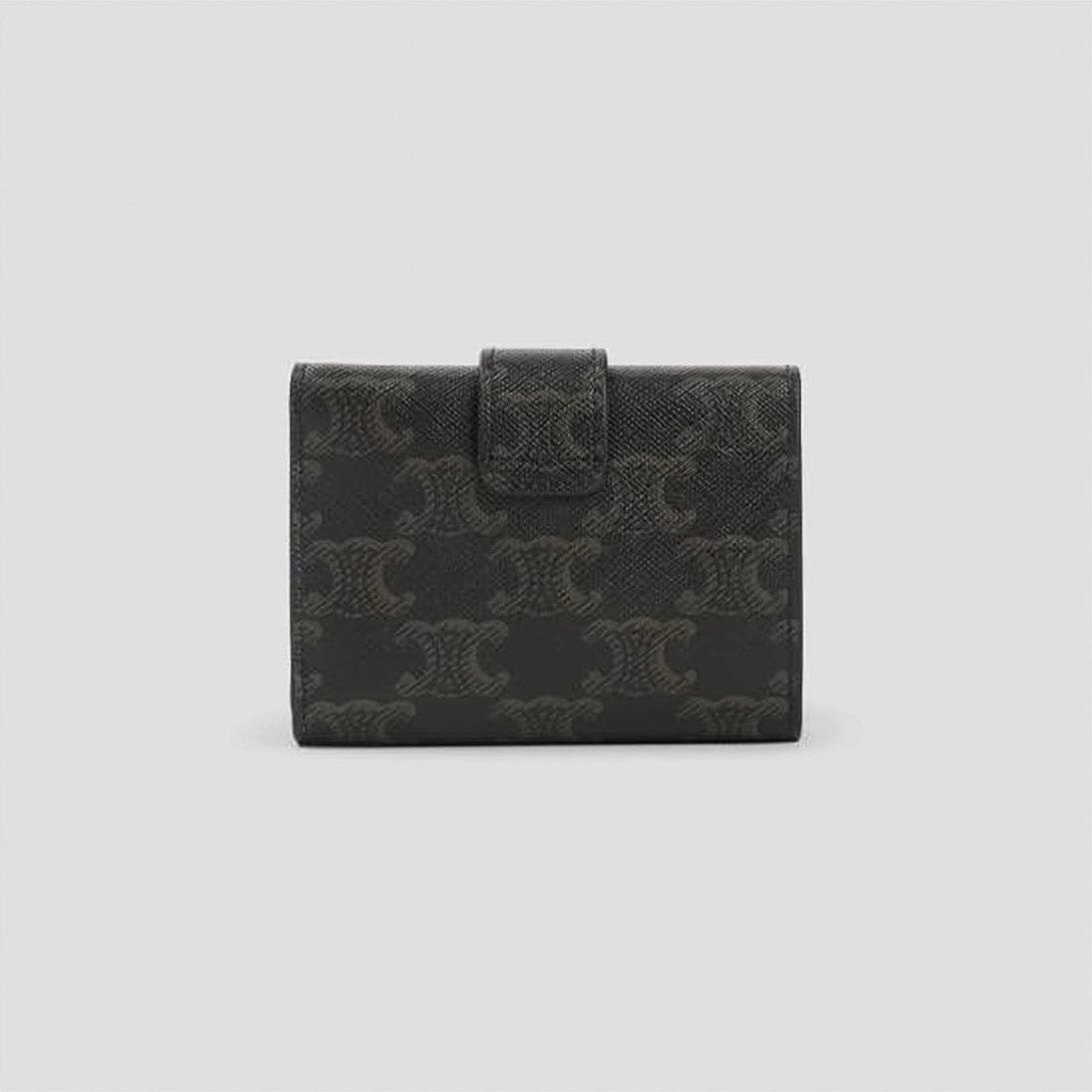 Celine Compact Monogram Canvas Wallet With Gold-Tone Clasp