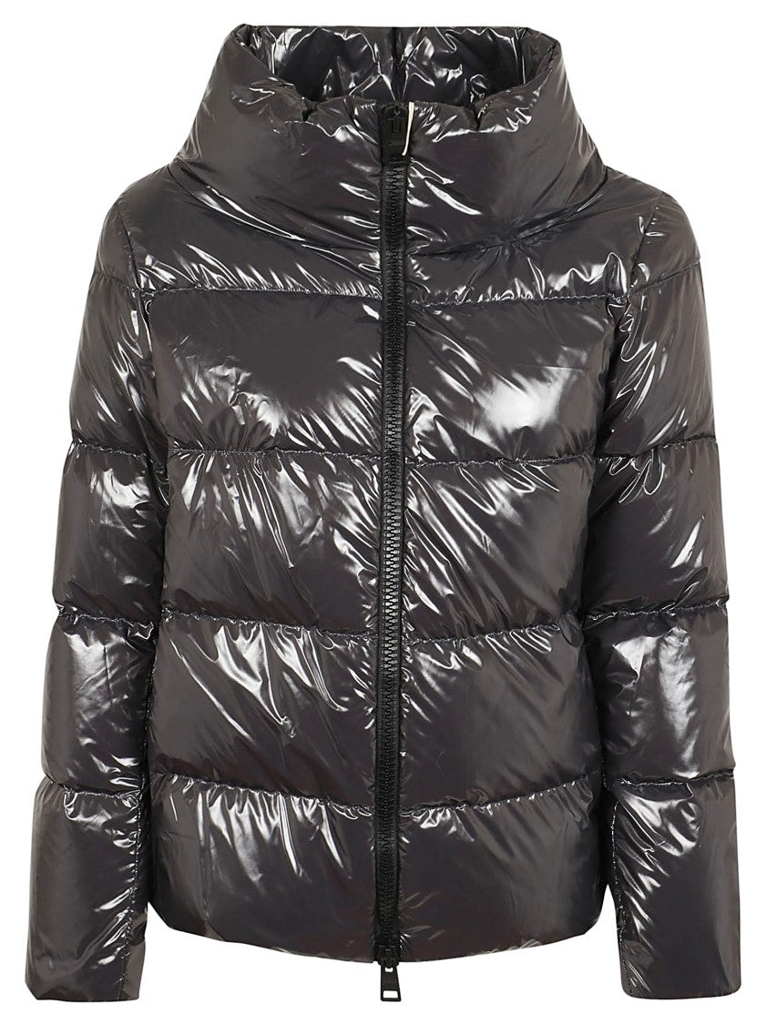 Herno Lacquer-Effect Down Jacket With High Collar