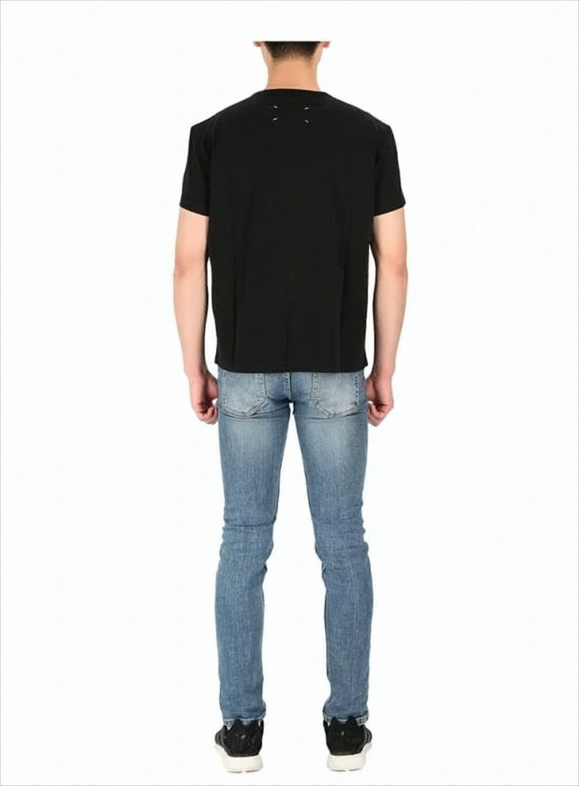 Maison Margiela Relaxed-Fit Black Cotton T-Shirt With Subtle Logo Detail