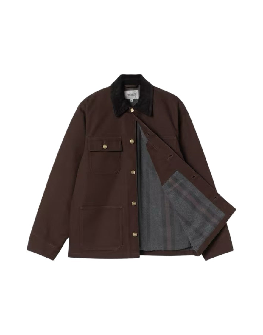 Carhartt Wip Sturdy Dark Brown Jacket With Black Collar