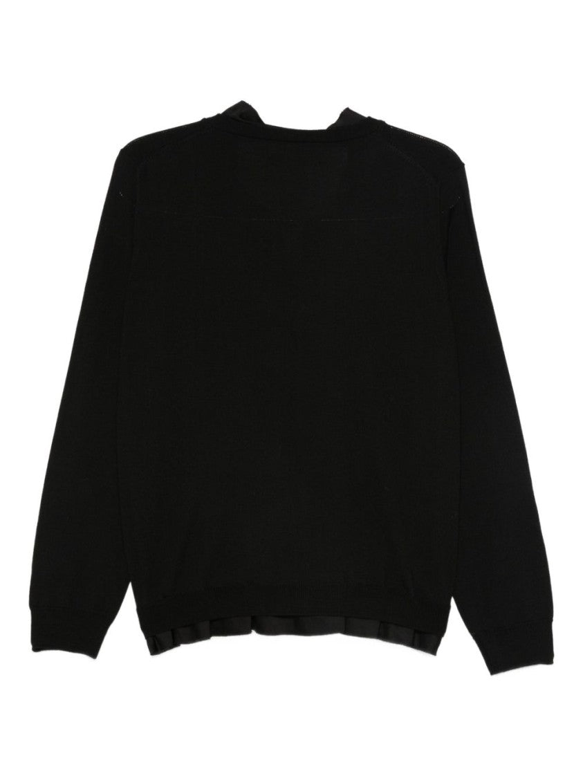 Semi Couture Button-Up Wool Sweater With Sheen Trim