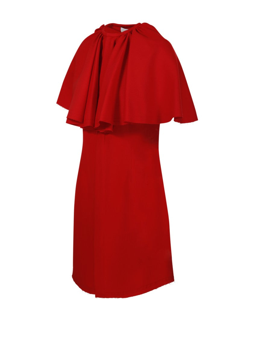 Ami Shirt Dress With Dramatic Cape Overlay