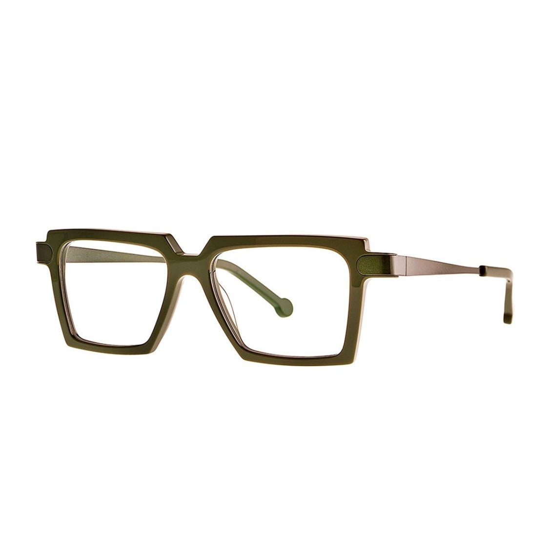 Theo Eyewear Military Green Pair Acetate Titanium Oversized Sunglasses